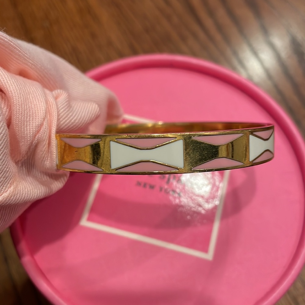 Kate Spade Bow Bangle Pink/White/Gold
